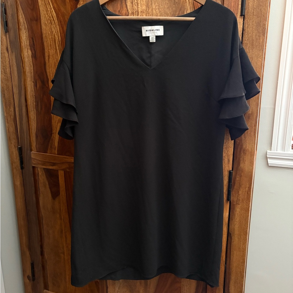 Black dress with fluttered short sleeves